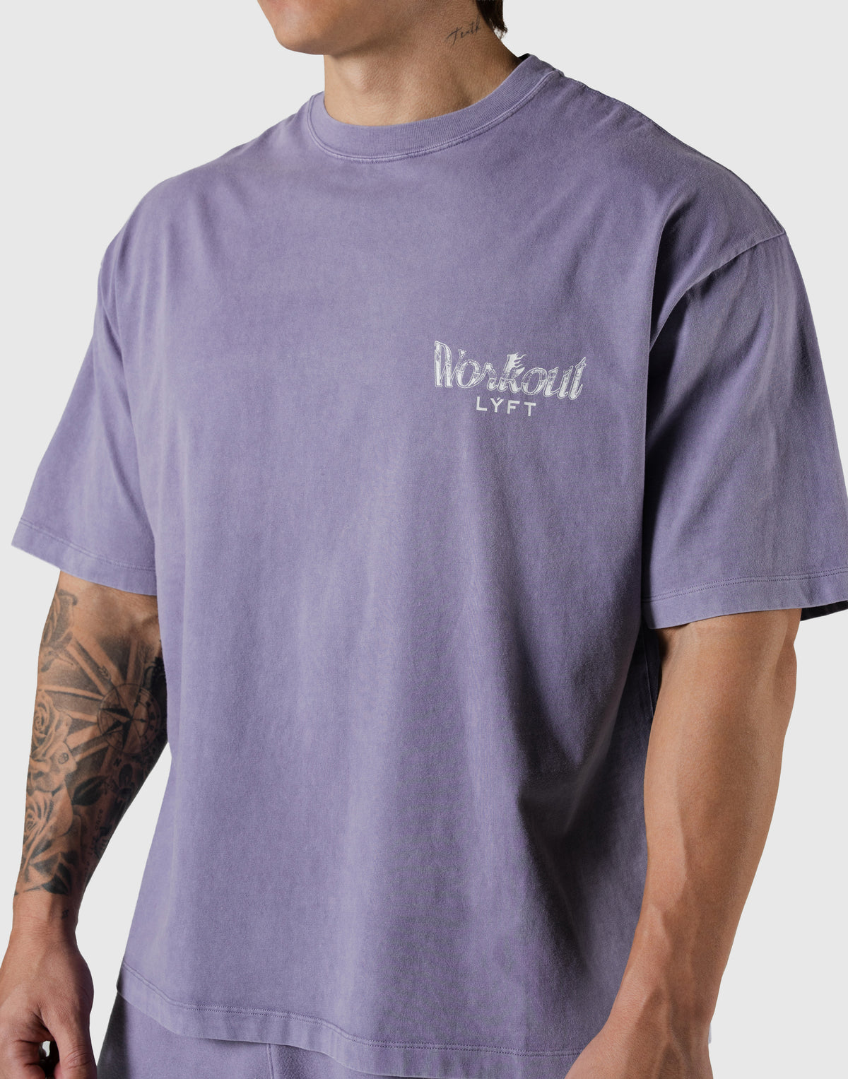 Work Out Graphic Vintage Big T-Shirt - Purple