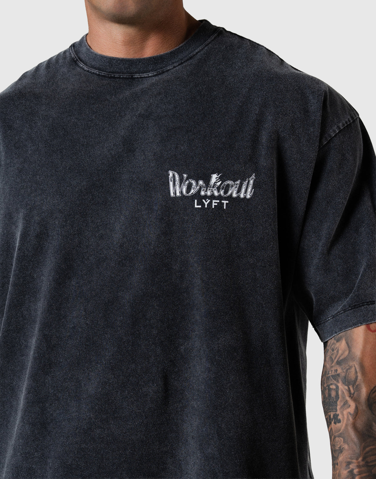 Work Out Graphic Vintage Big T-Shirt - Black