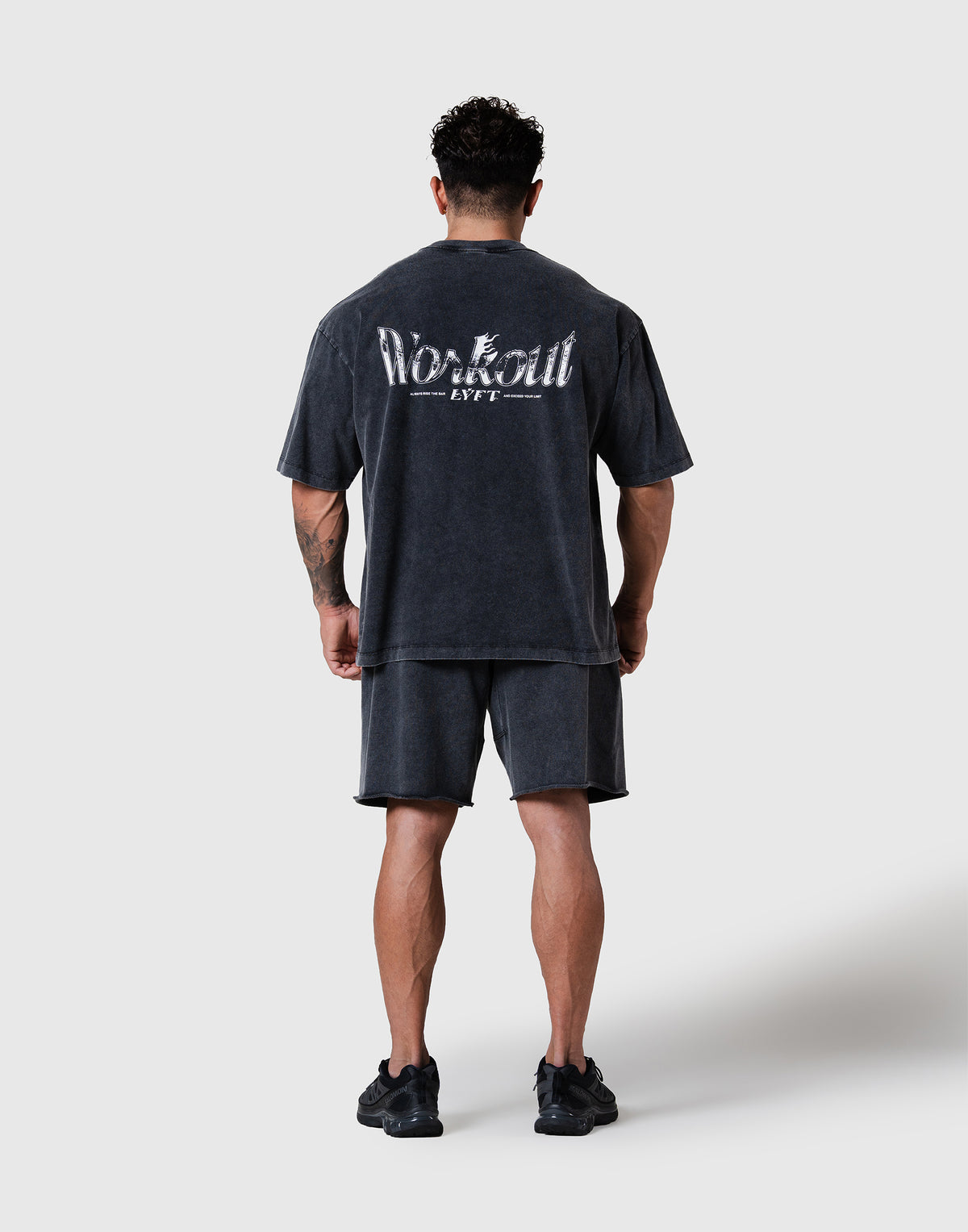 Work Out Graphic Vintage Big T-Shirt - Black
