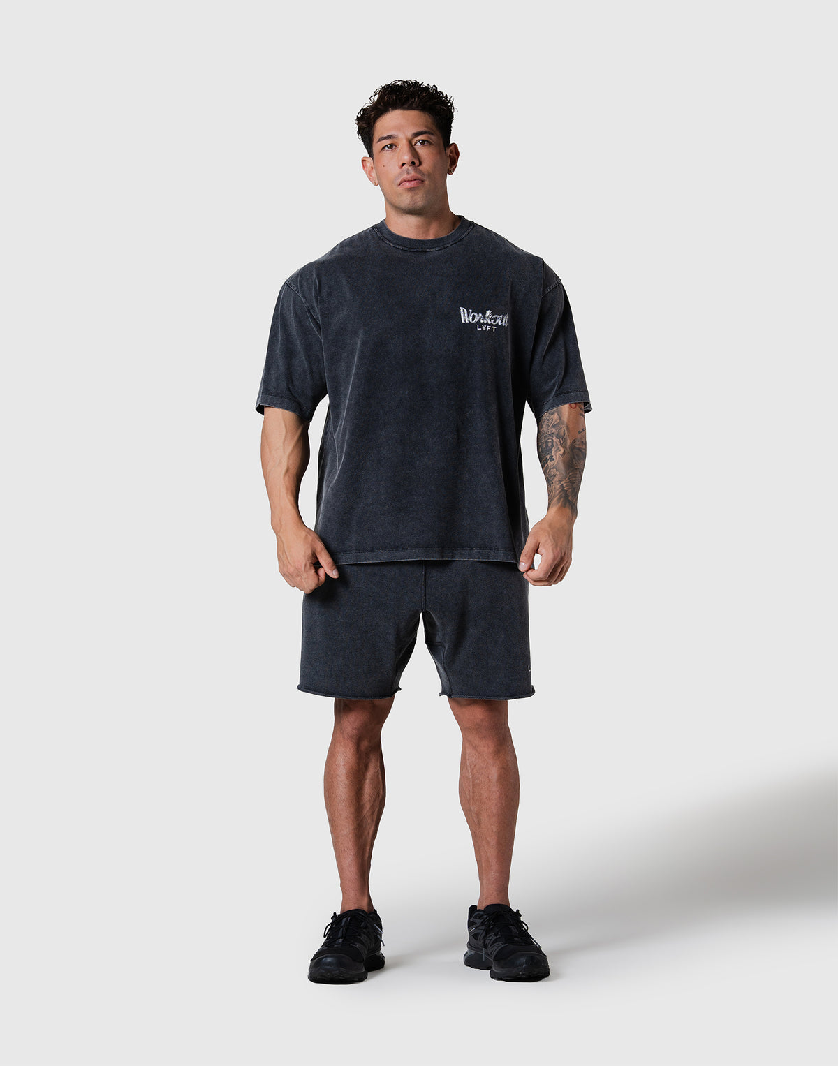 Work Out Graphic Vintage Big T-Shirt - Black