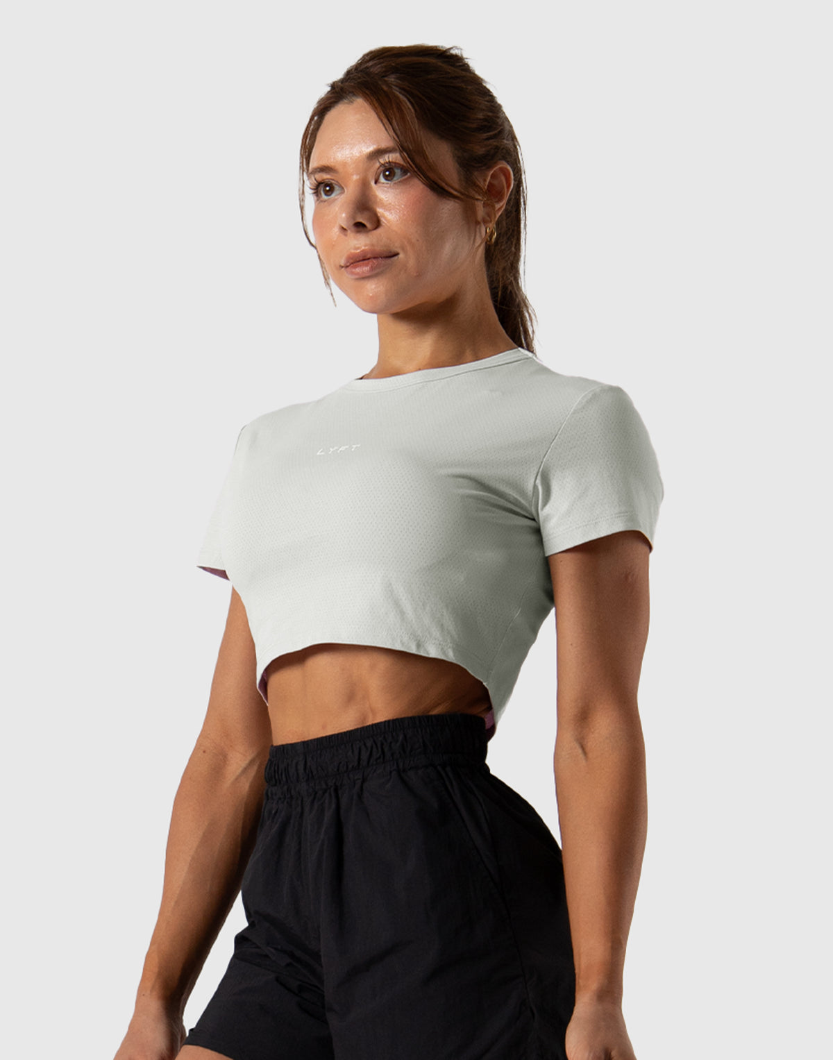 Soft Mesh Cropped T-Shirt - Grey