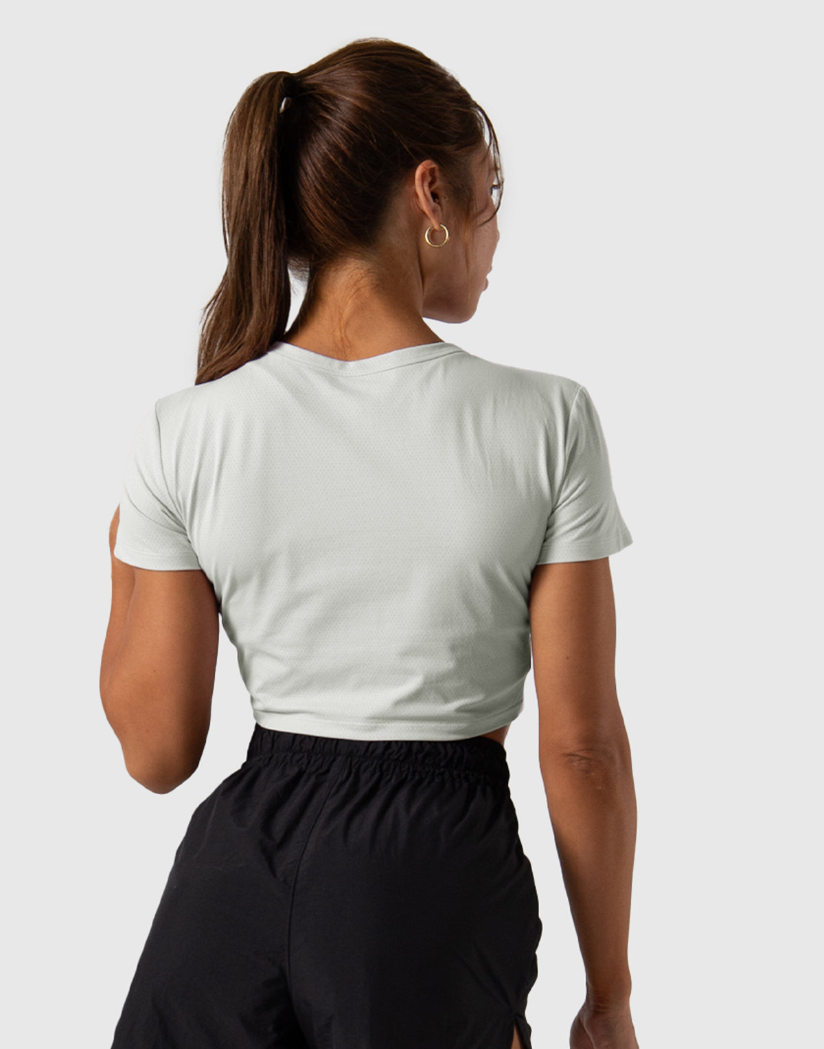 Soft Mesh Cropped T-Shirt - Grey