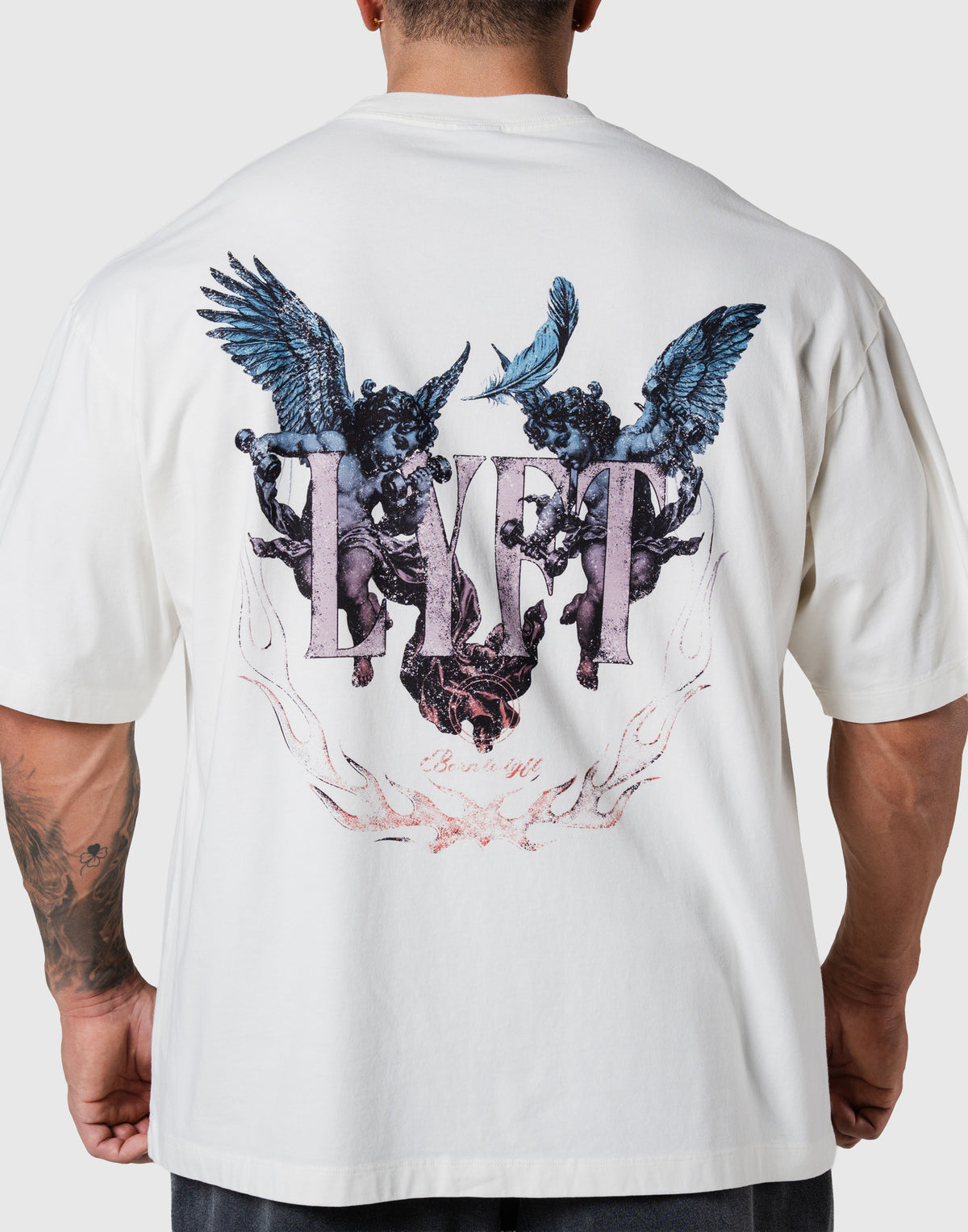 Angel Graphic Vintage Big T-Shirt - Ivory