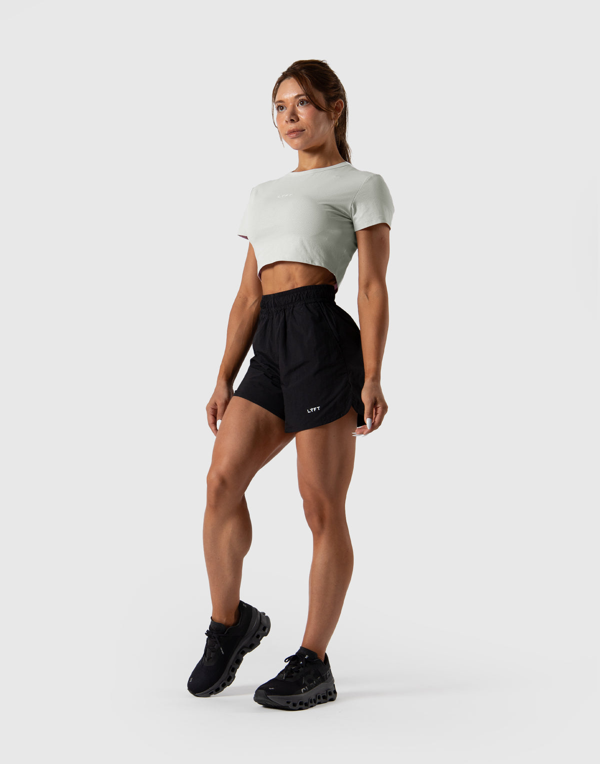 Soft Mesh Cropped T-Shirt - Grey