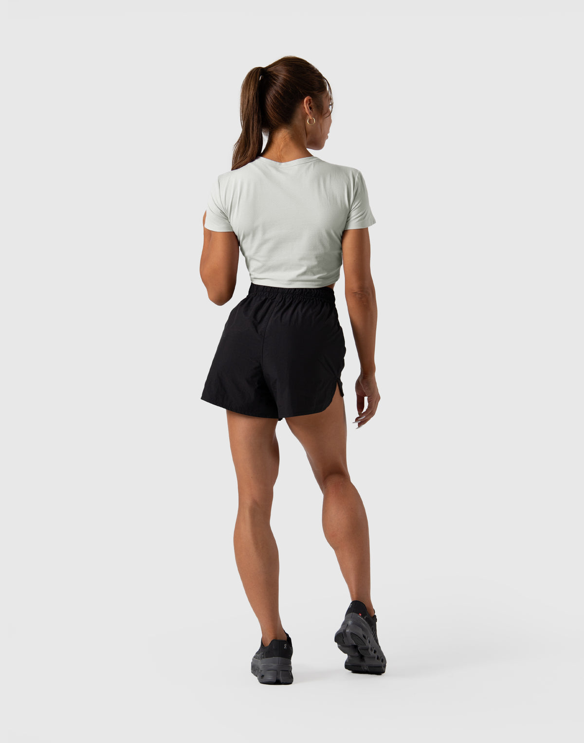 Soft Mesh Cropped T-Shirt - Grey