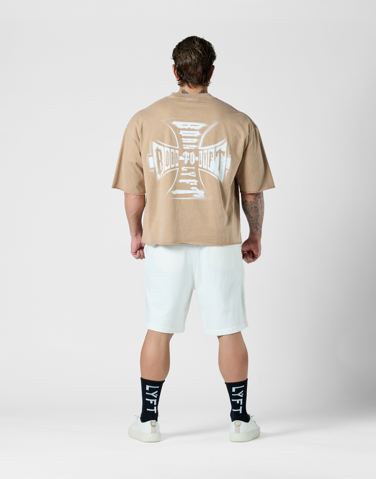 Iron Cross Logo Vintage Big T-Shirt - Brown