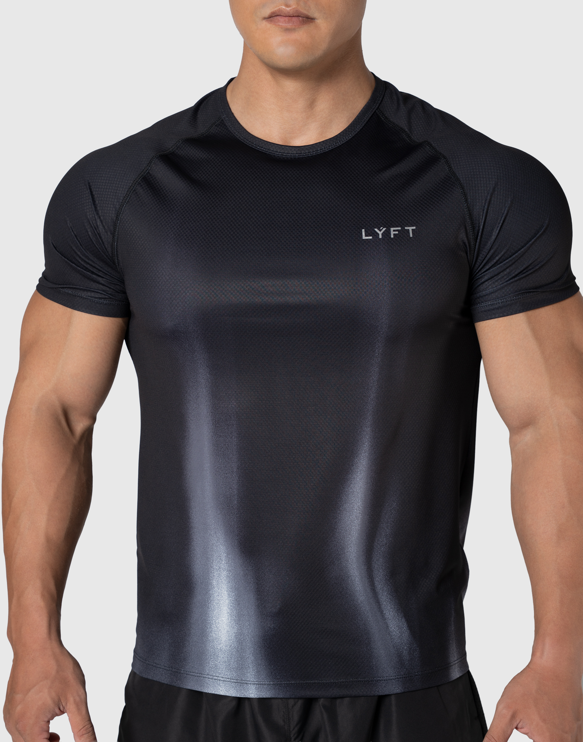 Fire Print Slim Fit Stretch T-Shirt - Black