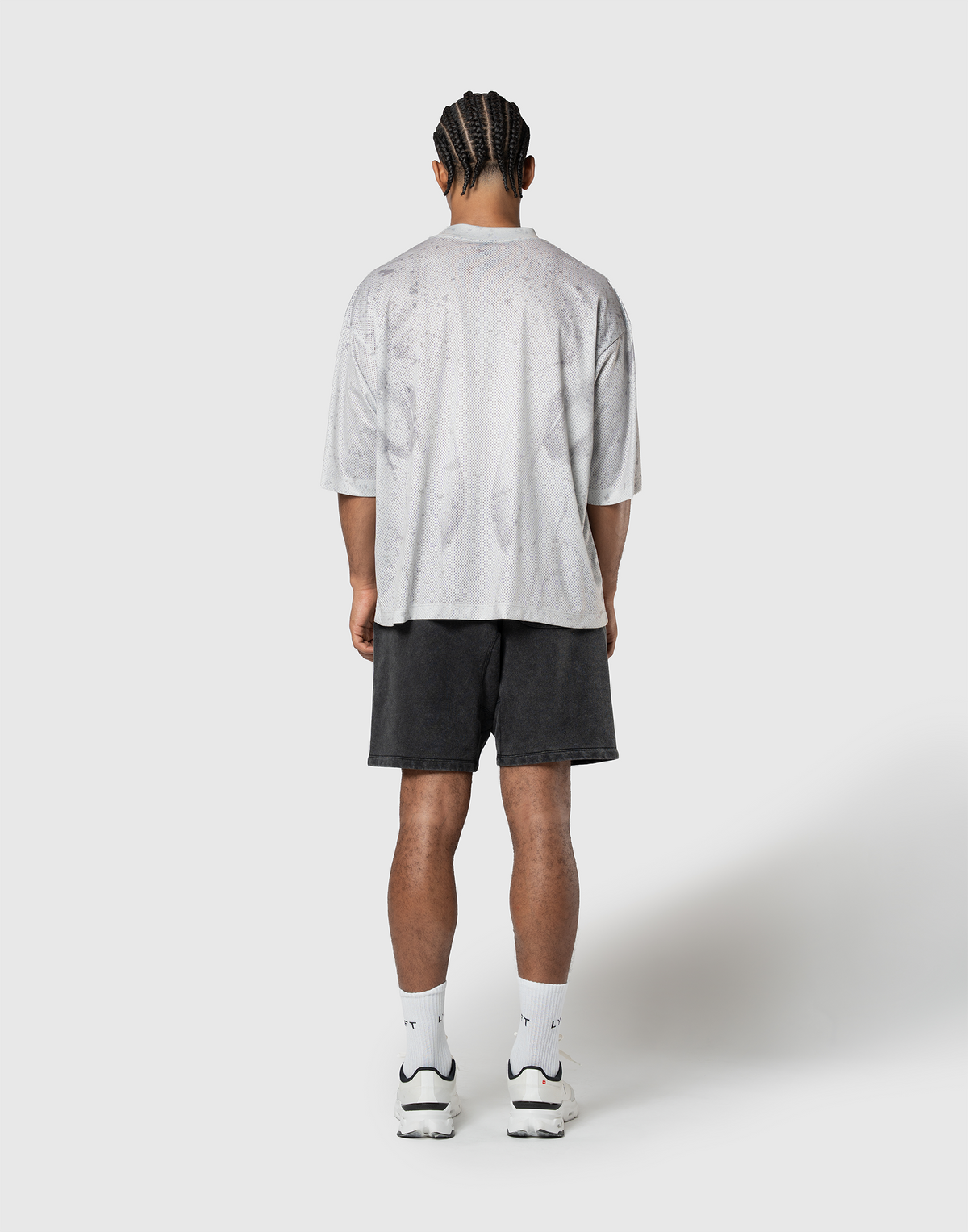 Chain Graphic Extra Big Mesh T-Shirt - D.Grey