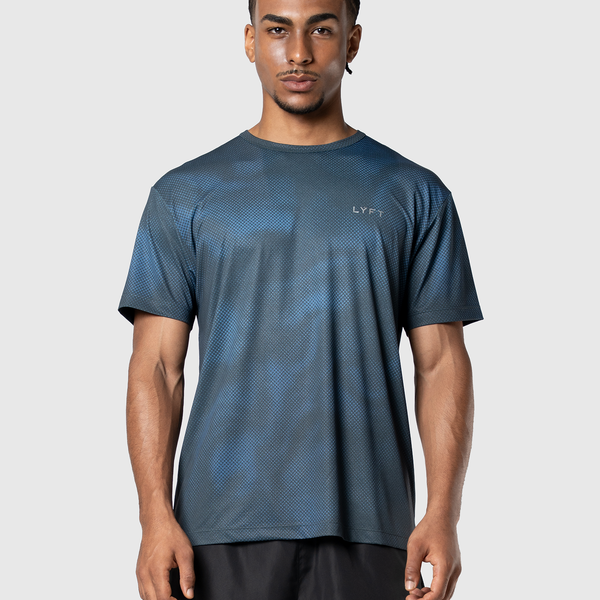 LÝFT Allover Print Standard Stretch T-Shirt - Navy