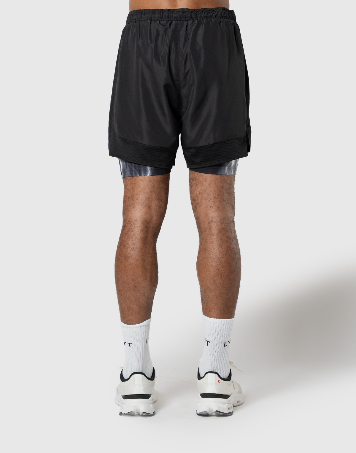 Fire Print Layered Stretch Shorts - Black Special