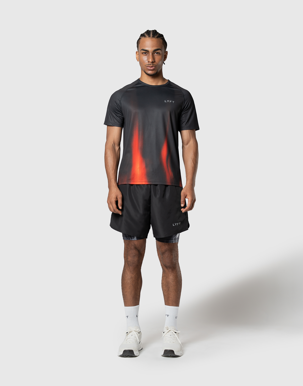 Fire Print Slim Fit Stretch T-Shirt - Black Special