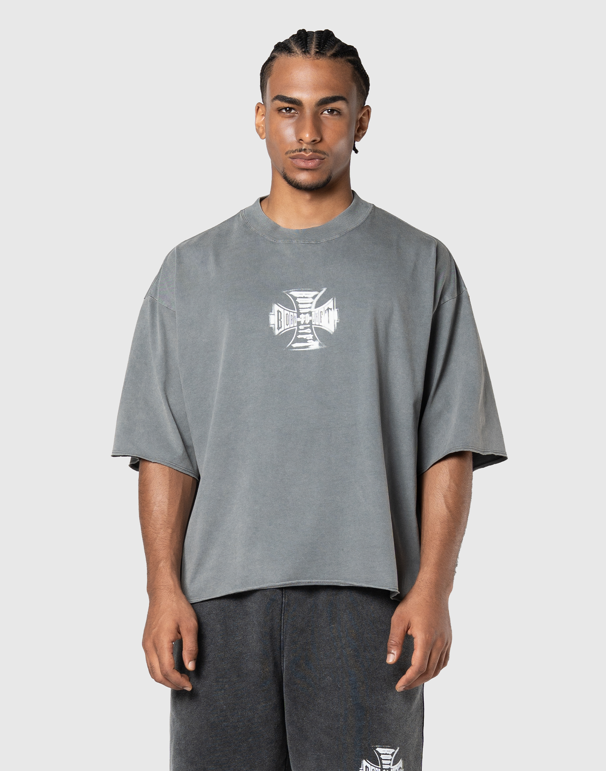 Iron Cross Logo Vintage Big T-Shirt - D.Grey