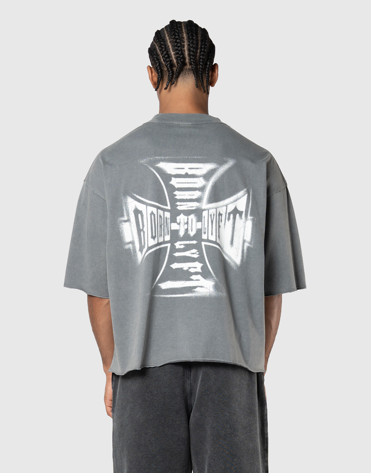 Iron Cross Logo Vintage Big T-Shirt - D.Grey