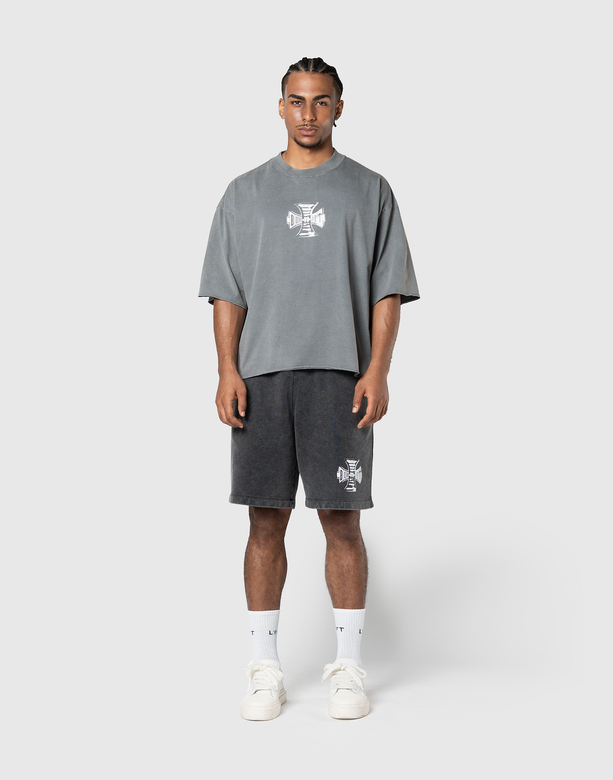Iron Cross Logo Vintage Big T-Shirt - D.Grey