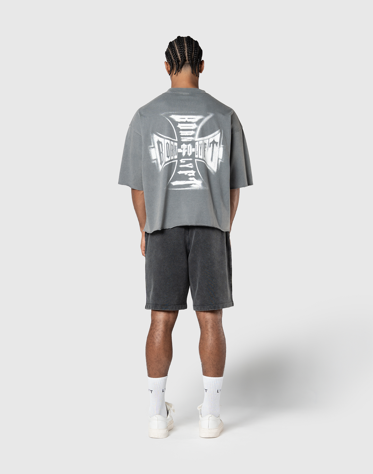 Iron Cross Logo Vintage Big T-Shirt - D.Grey