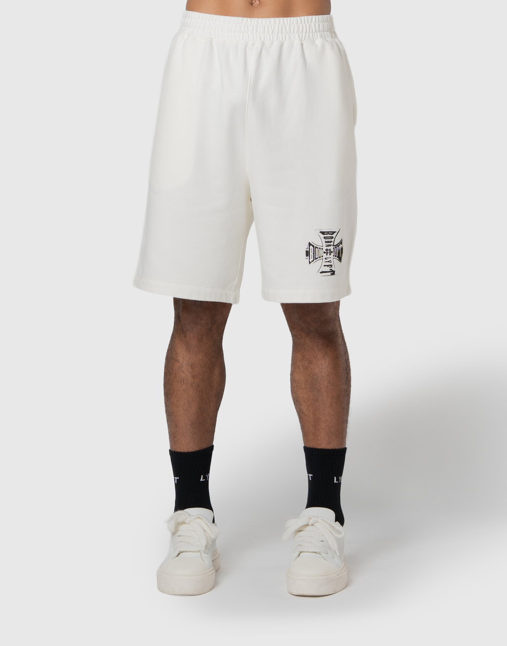 Iron Cross Logo Vintage Sweat Shorts - Ivory – LÝFT