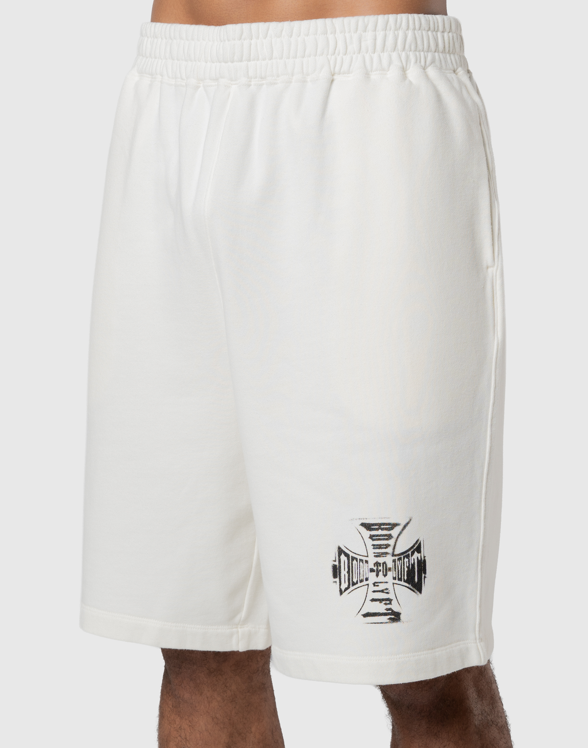 Iron Cross Logo Vintage Sweat Shorts - Ivory