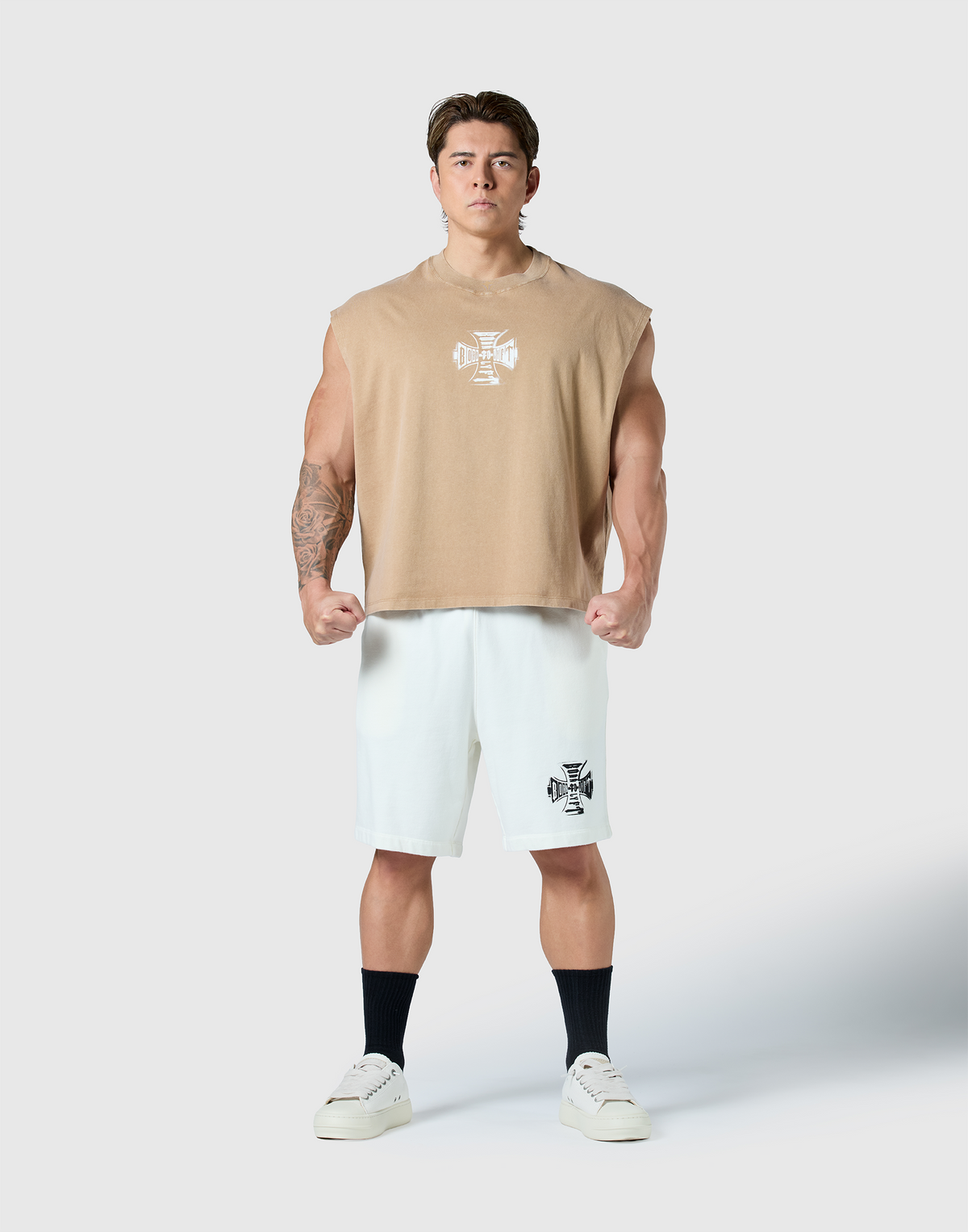 Iron Cross Logo Vintage Tanktop - Brown