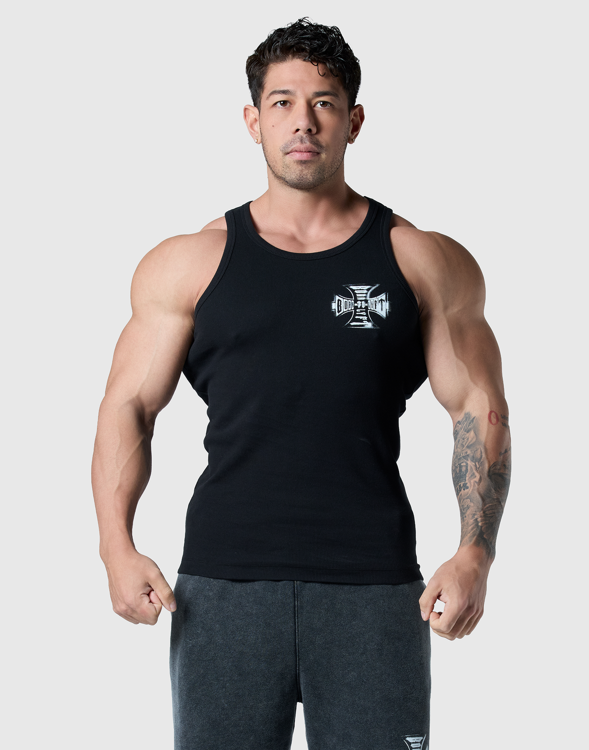Iron Cross Logo Rib Tanktop - Black