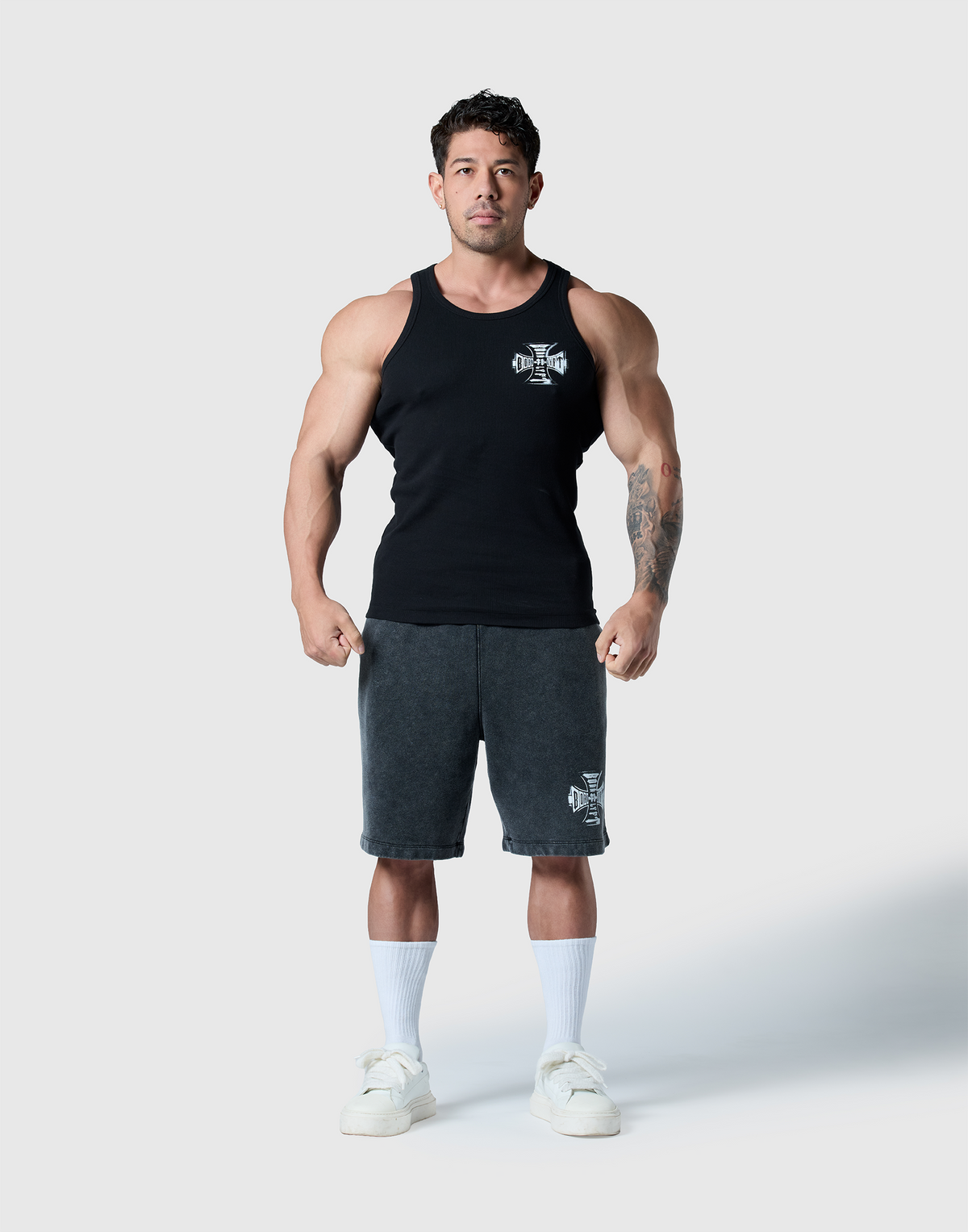 Iron Cross Logo Rib Tanktop - Black