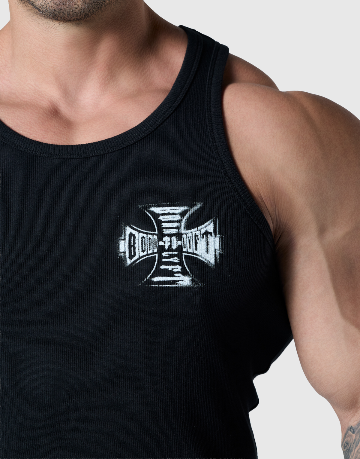 Iron Cross Logo Rib Tanktop - Black