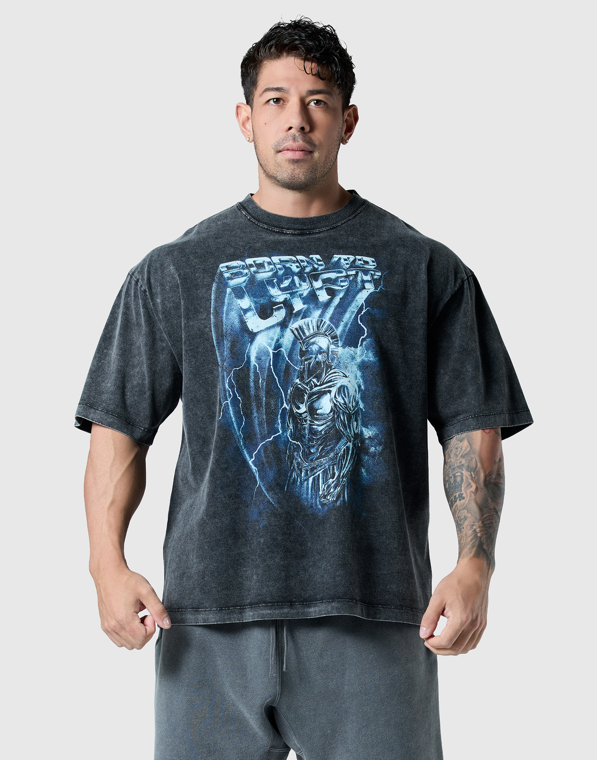 Warrior Graphic Vintage Big T-Shirt - Black