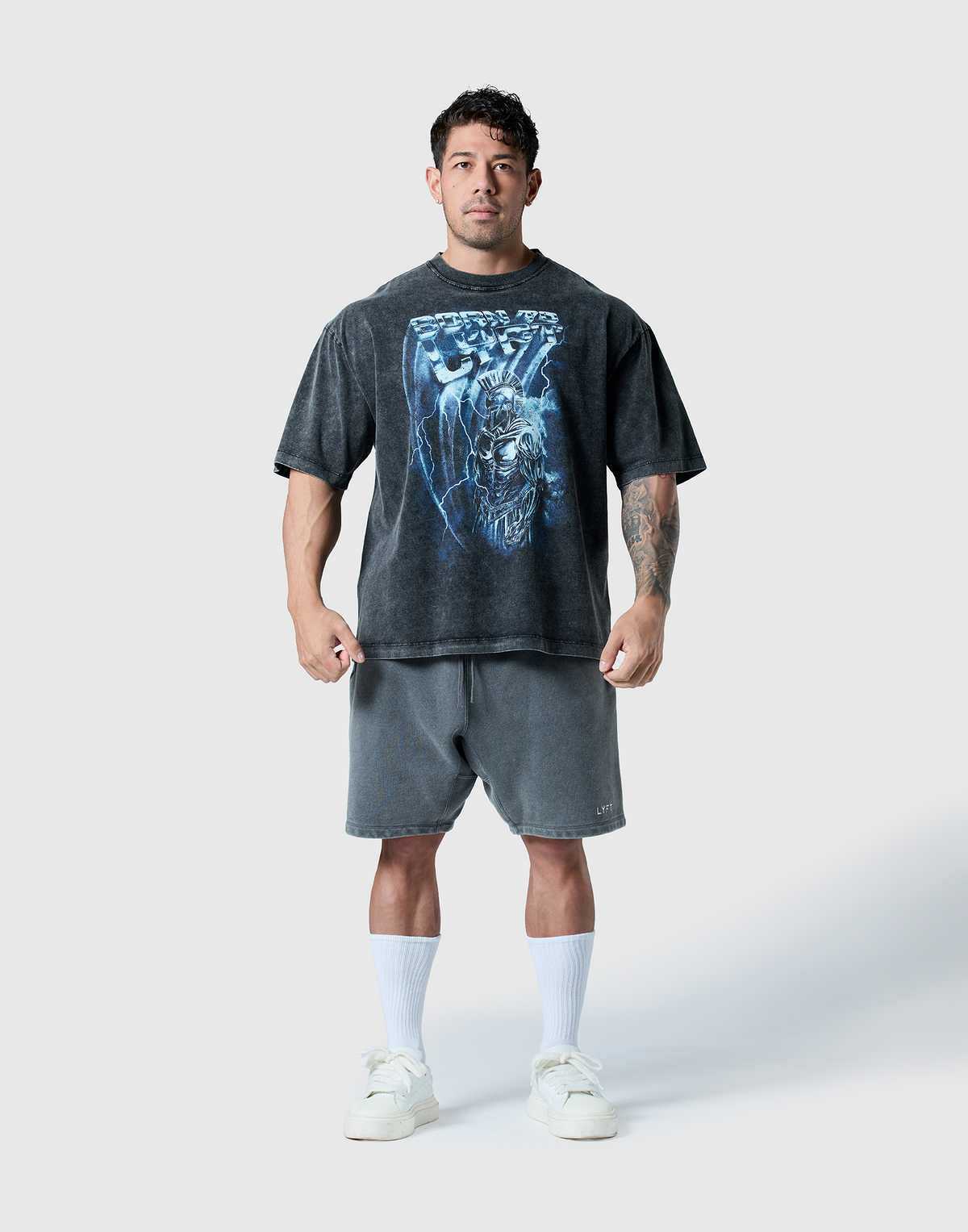 Warrior Graphic Vintage Big T-Shirt - Black