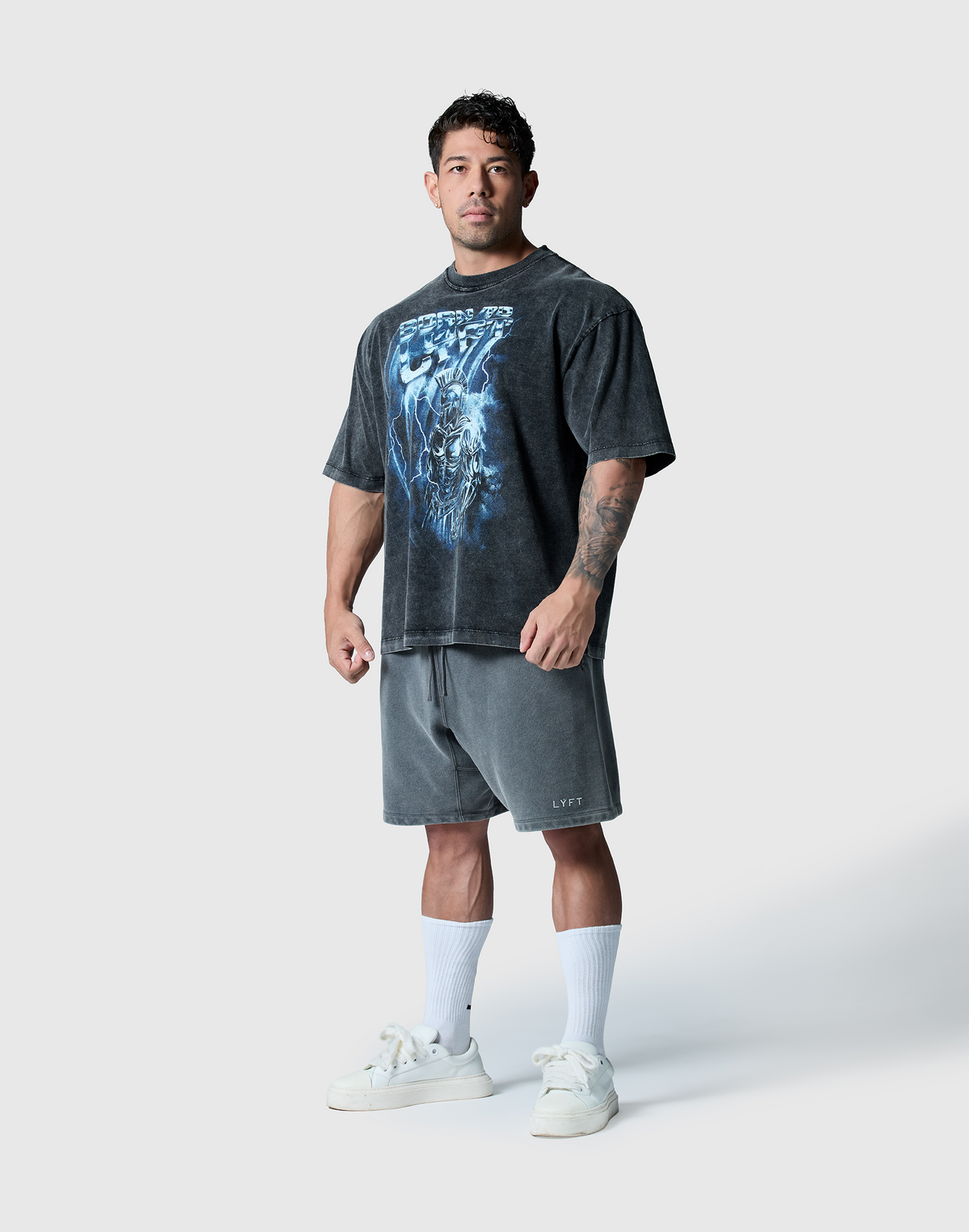 Warrior Graphic Vintage Big T-Shirt - Black