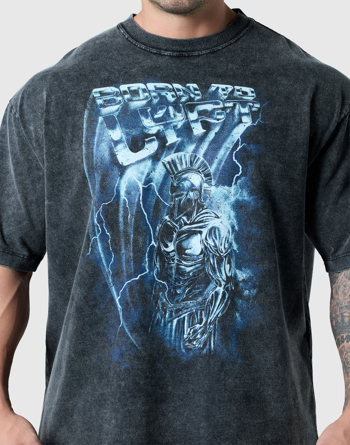 Warrior Graphic Vintage Big T-Shirt - Black