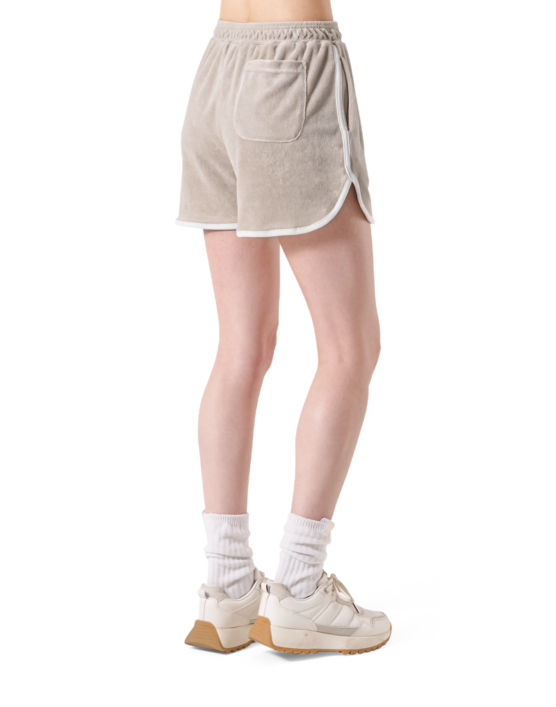 Bicolor Piping Pile Shorts - Beige