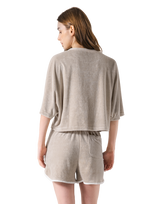 Batwing Sleeve Pile T-Shirt - Beige
