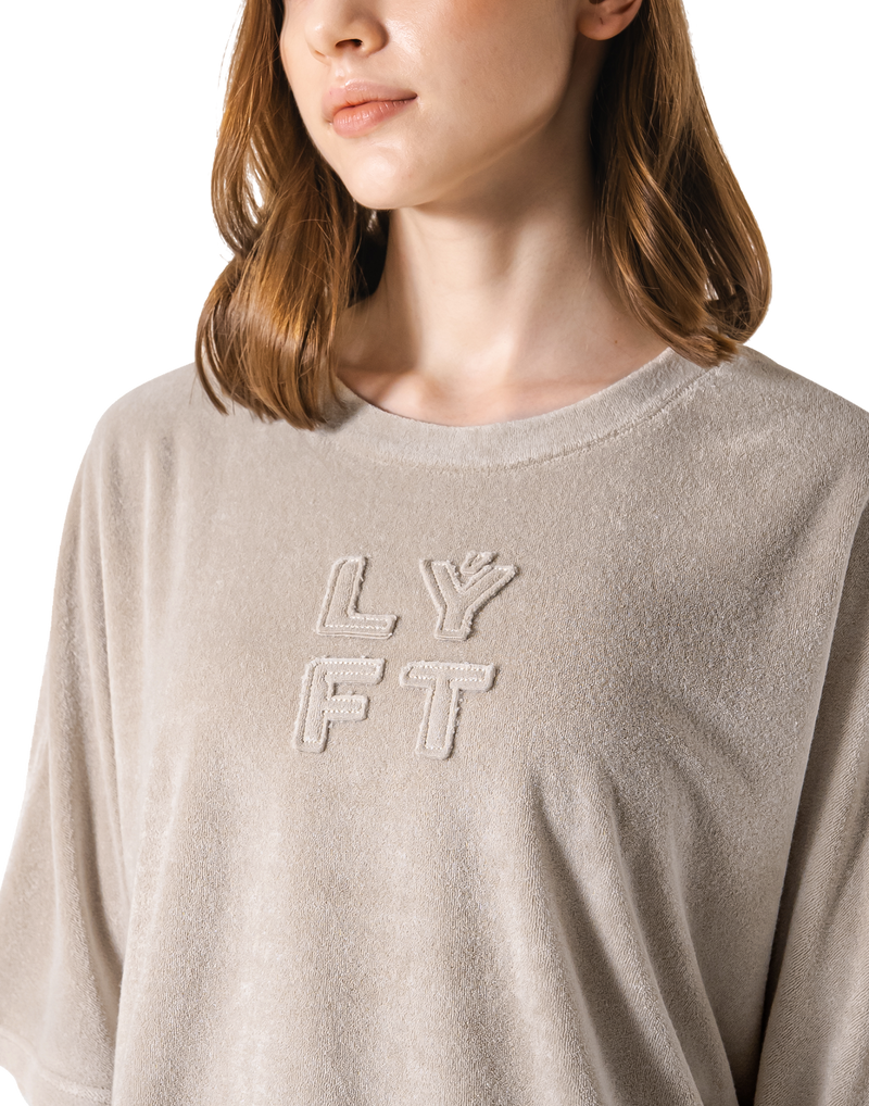 Batwing Sleeve Pile T-Shirt - Beige
