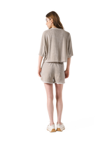 Batwing Sleeve Pile T-Shirt - Beige