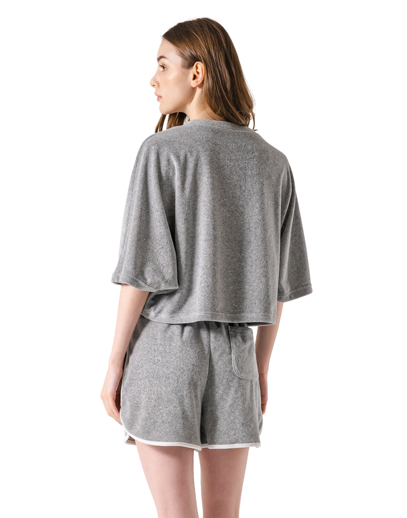 Batwing Sleeve Pile T-Shirt - Grey