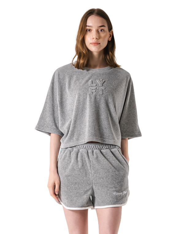 Batwing Sleeve Pile T-Shirt - Grey