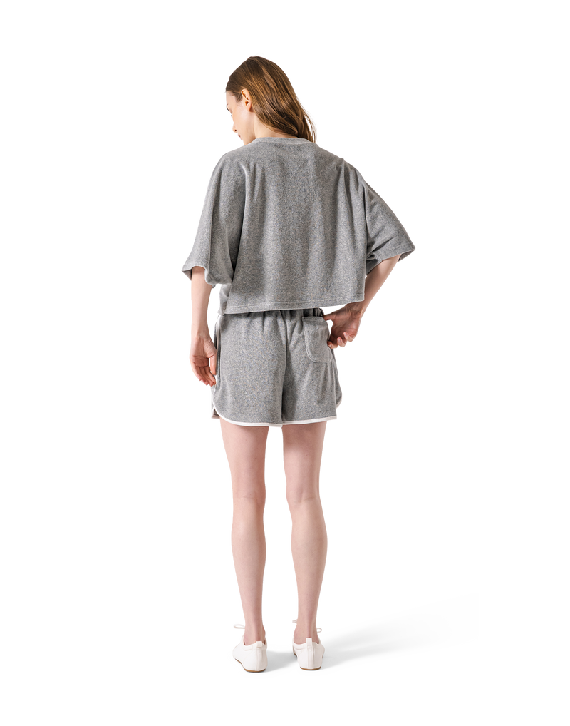 Batwing Sleeve Pile T-Shirt - Grey