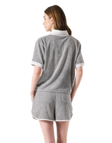 Bicolor Split Neck Pile T-Shirt - Grey