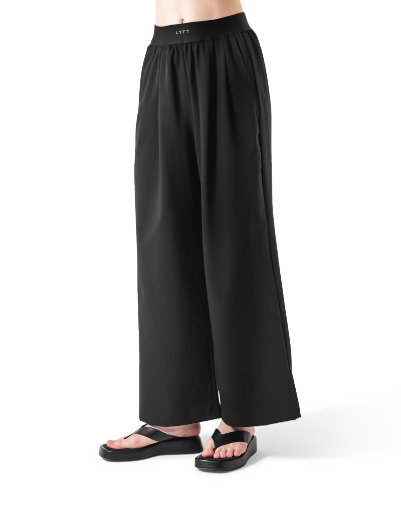 Jacquard Wide Easy Pants - Black