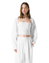 Dolman Sleeve Cropped Cardigan - White