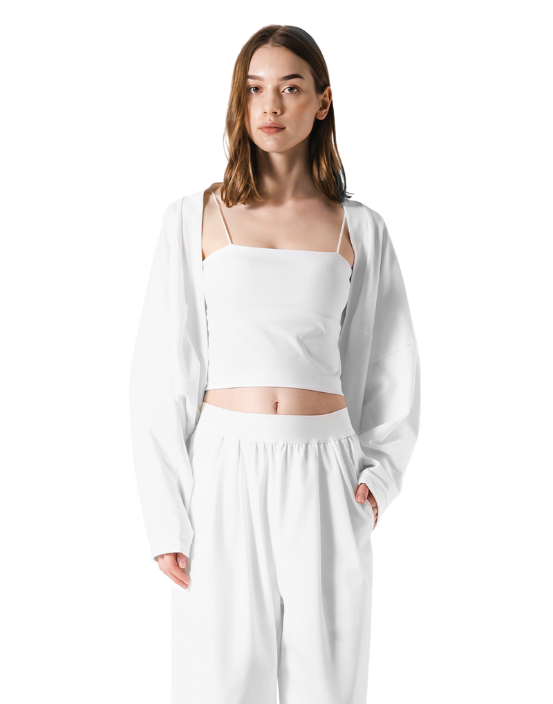 Dolman Sleeve Cropped Cardigan - White