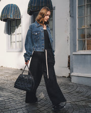 Back Gather Denim Jacket - Blue