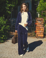 Velour Track Pants - Navy