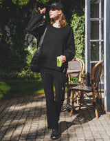 Cable Knit Flared Pants - Black