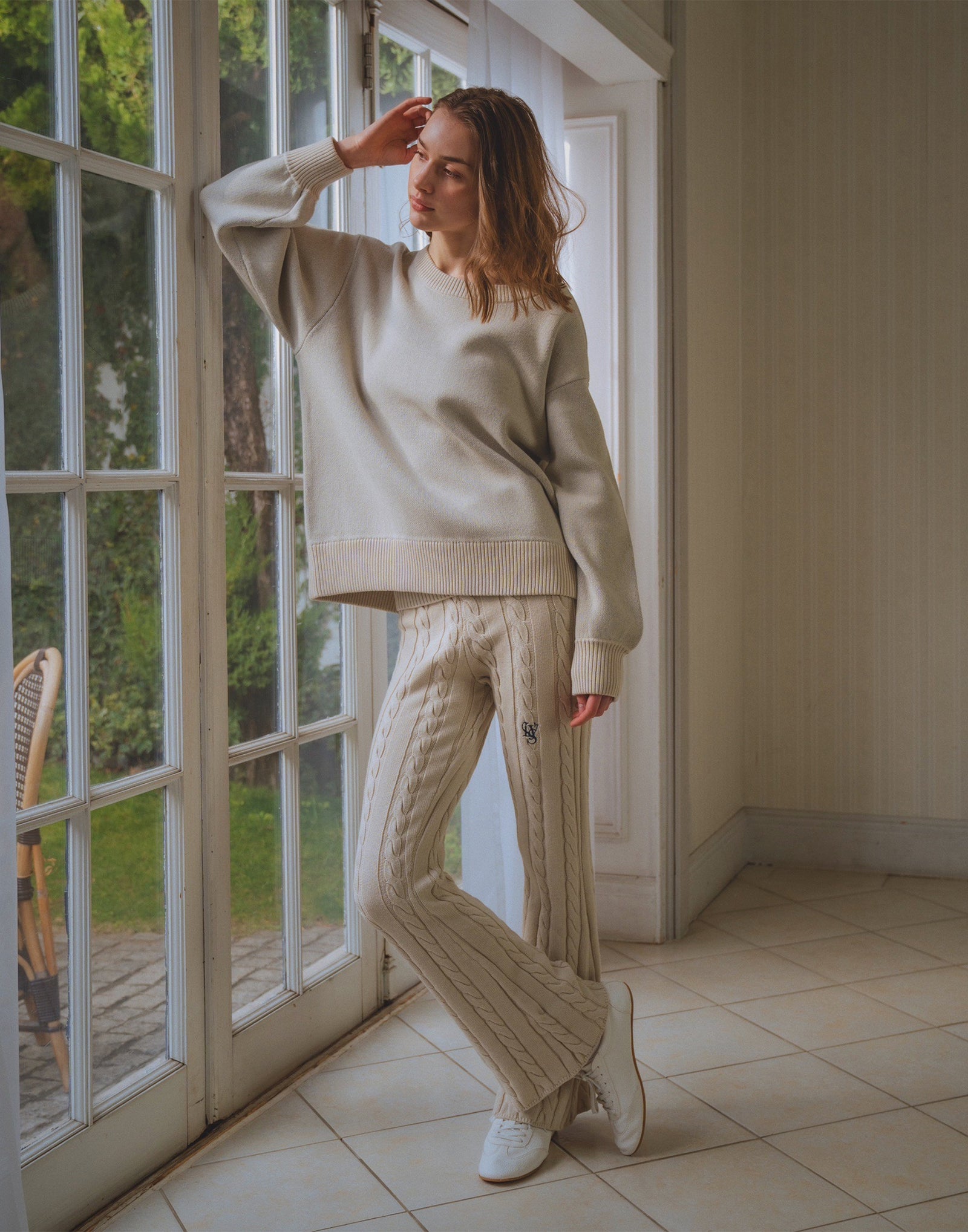 Cable Knit Flared Pants - Ivory – LÝFT