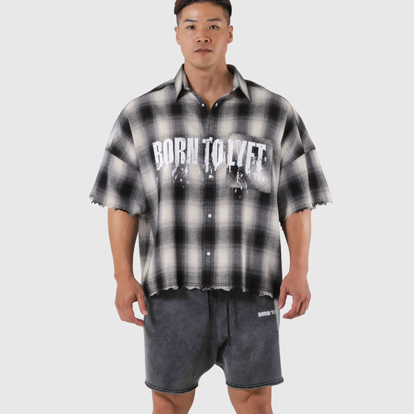 Oversize Cut-Off Check Shirt - Black – LÝFT