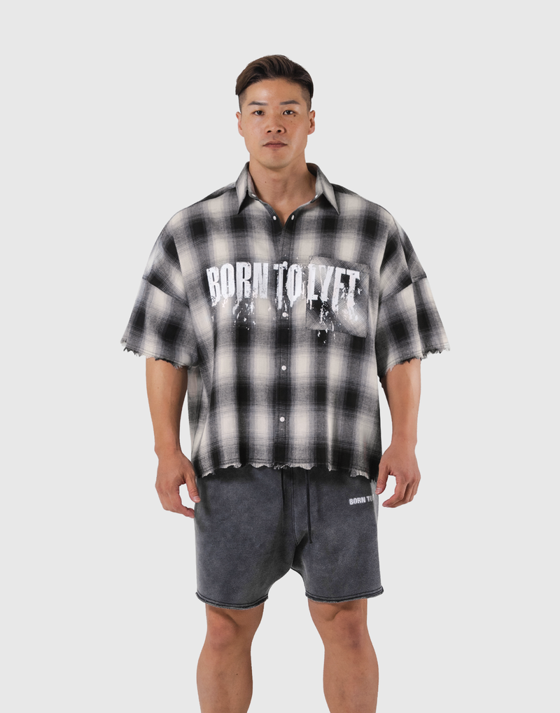Oversize Cut-Off Check Shirt - Black – LÝFT