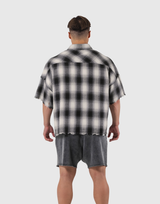 Oversize Cut-Off Check Shirt - Black