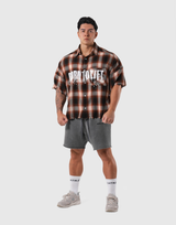Oversize Cut-Off Check Shirt - Red