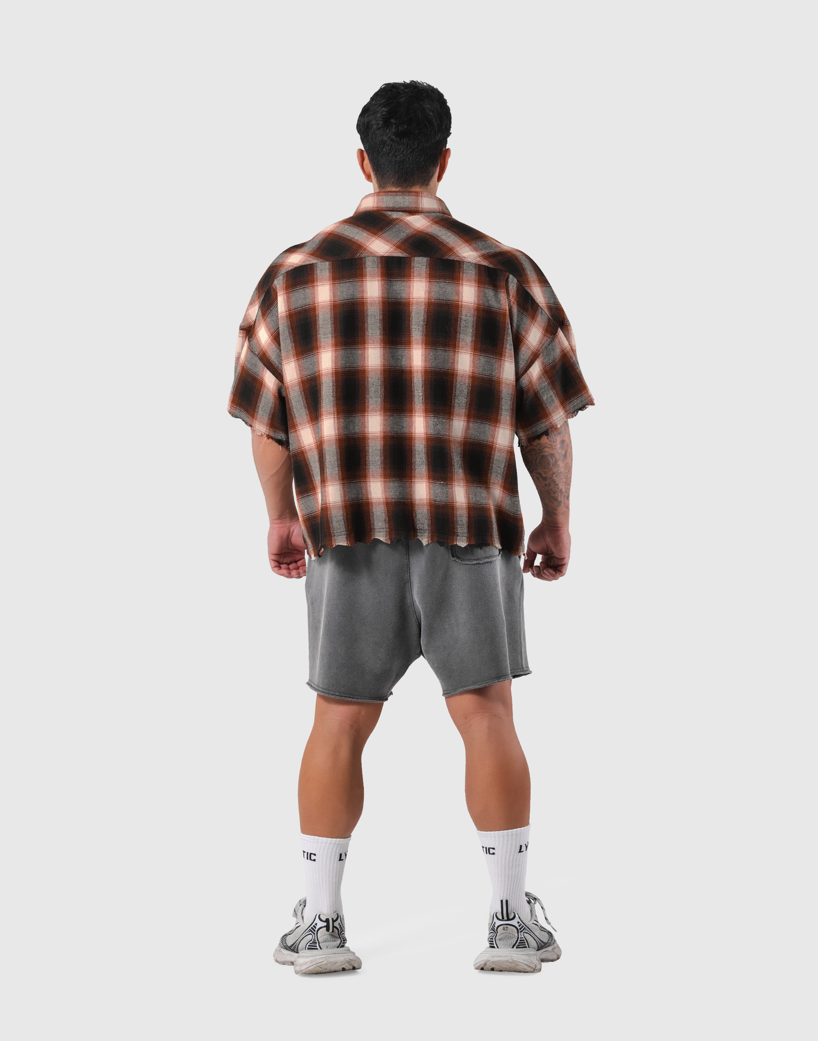 Oversized Cut-Off Check Shirt - Red – LÝFT
