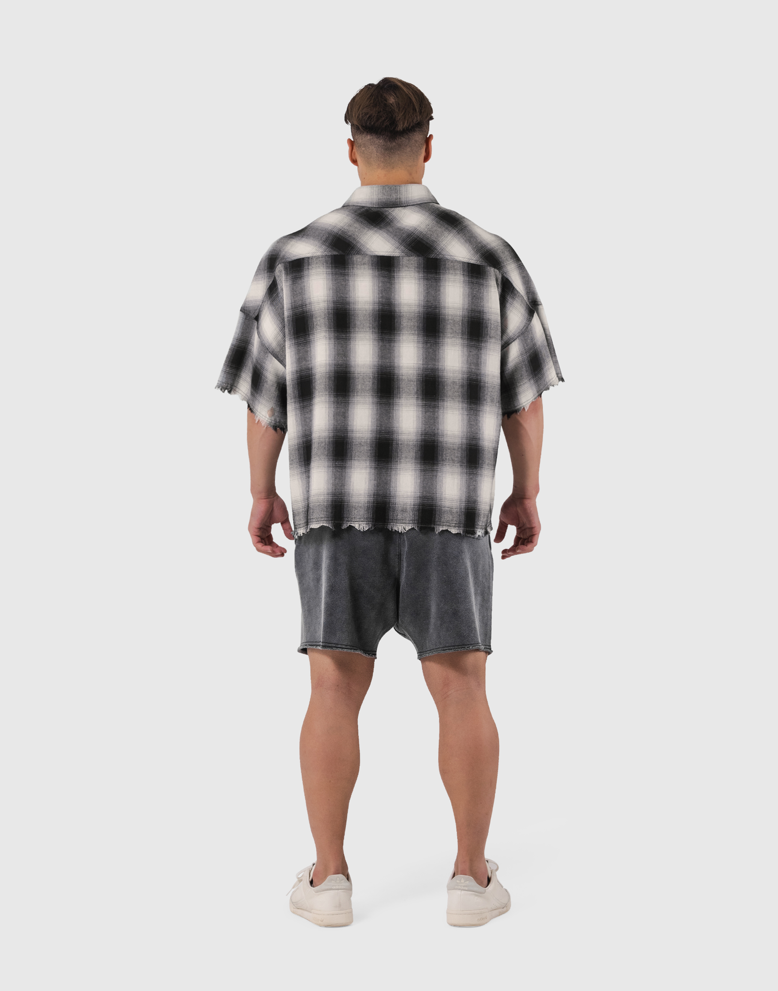 Oversize Cut-Off Check Shirt - Black – LÝFT